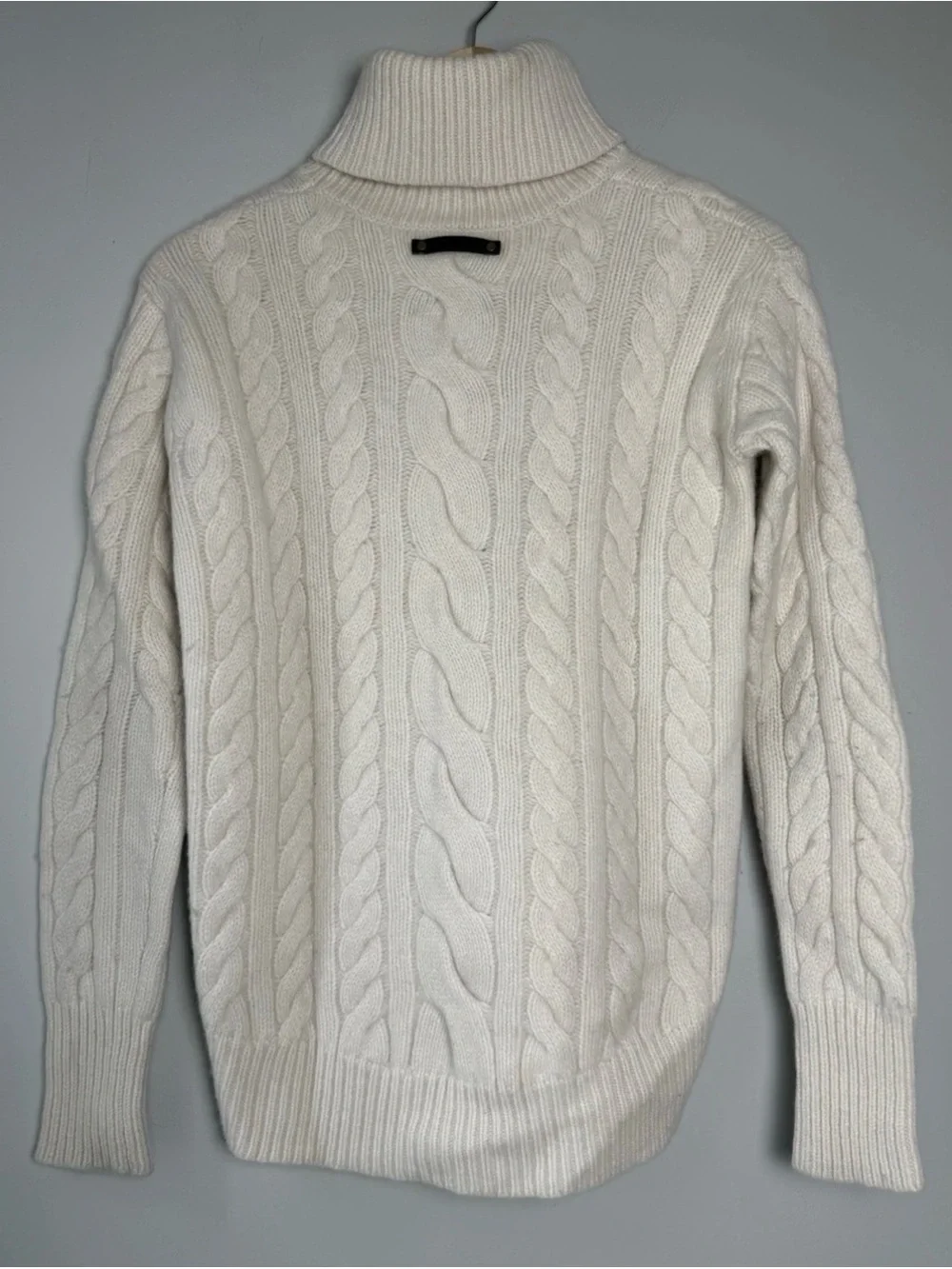 Alps & Meters women’s L merino cashmere ivory sweater fisherman cable knit